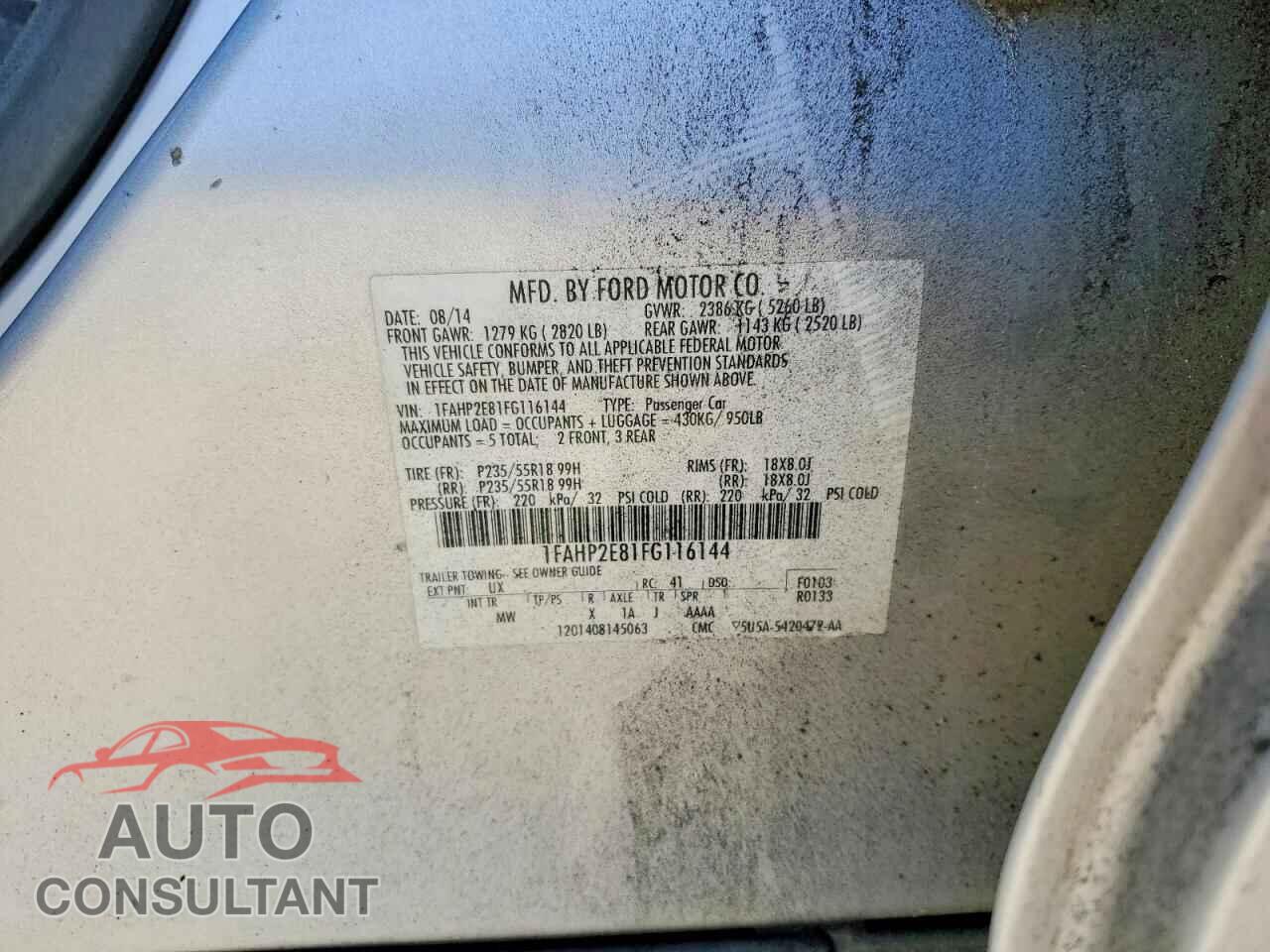 FORD TAURUS 2015 - 1FAHP2E81FG116144