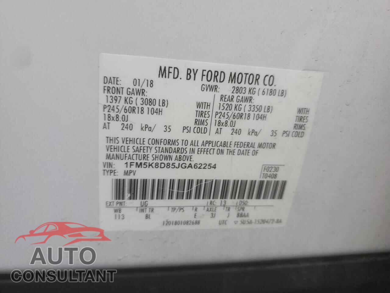 FORD EXPLORER 2018 - 1FM5K8D85JGA62254