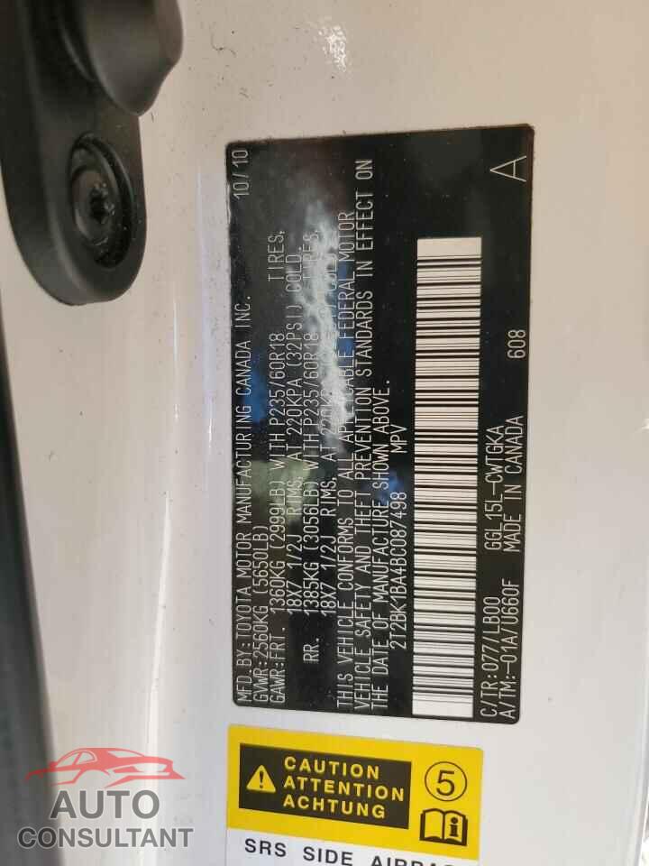 LEXUS RX350 2011 - 2T2BK1BA4BC087498