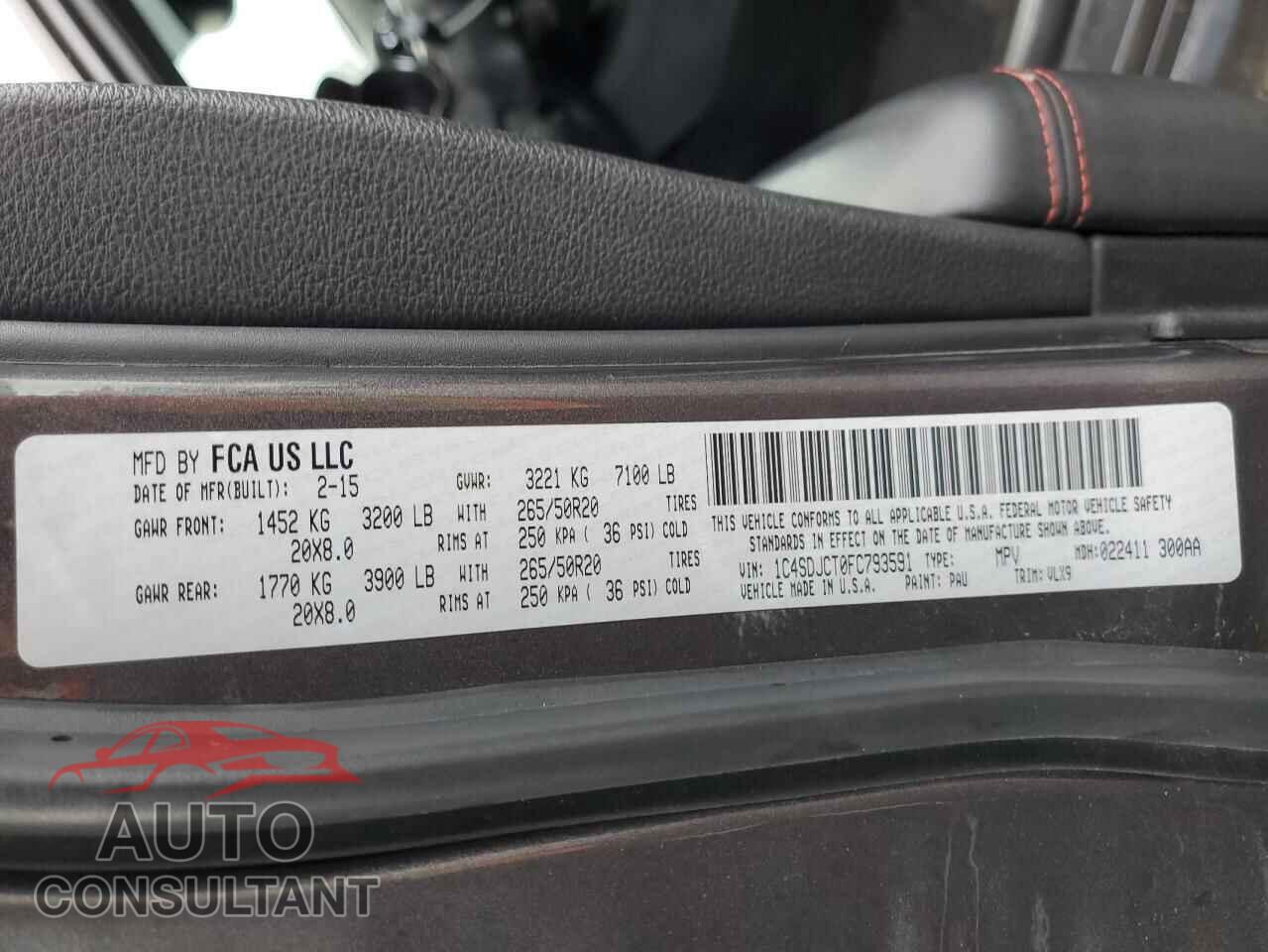DODGE DURANGO 2015 - 1C4SDJCT0FC793591