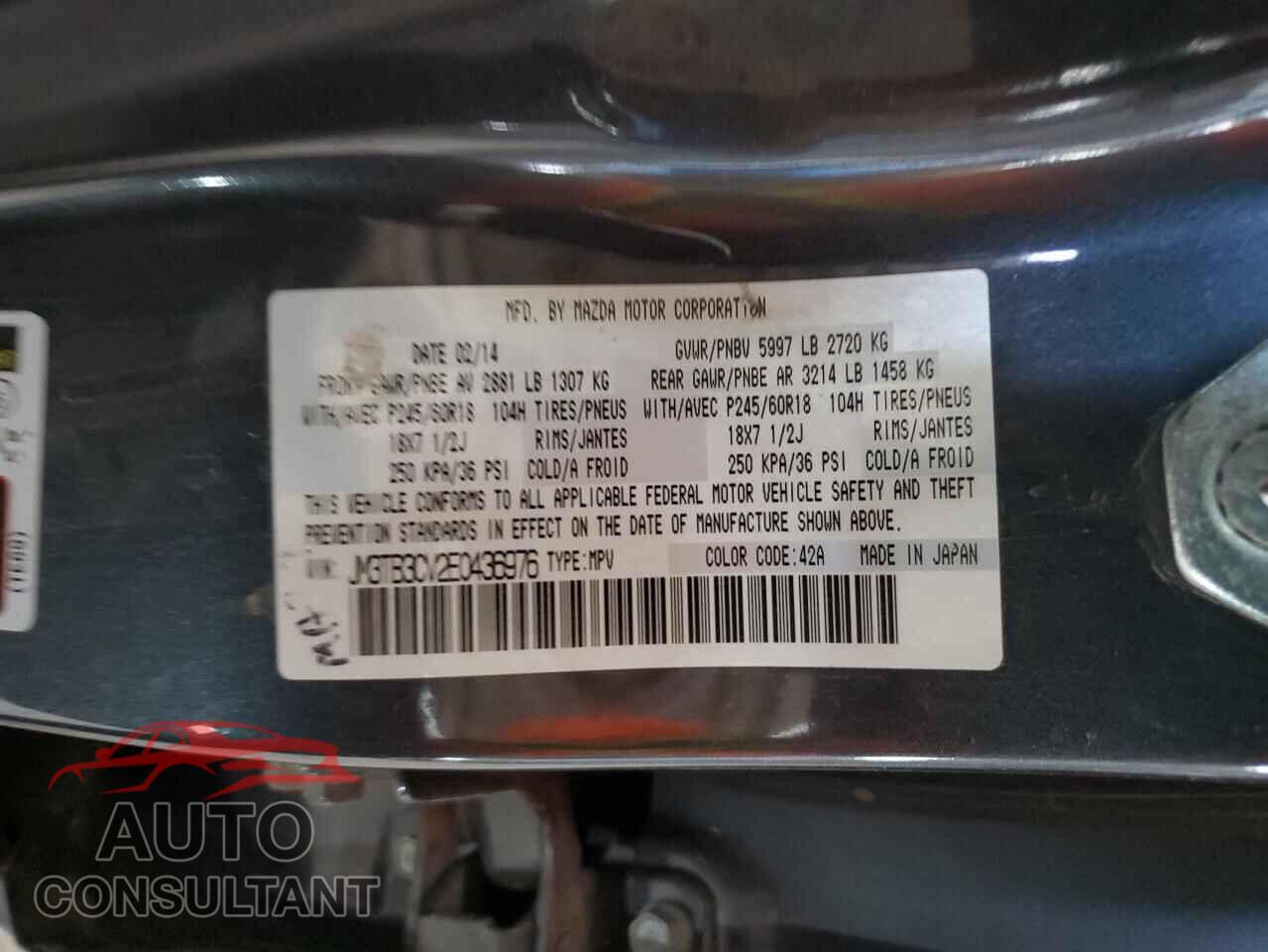 MAZDA CX-9 2014 - JM3TB3CV2E0436976