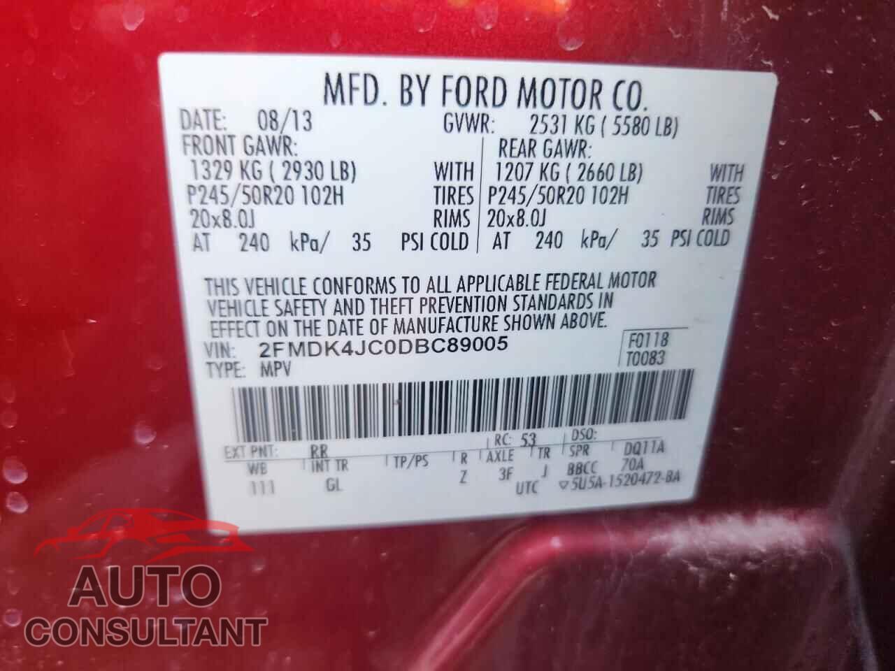 FORD EDGE 2013 - 2FMDK4JC0DBC89005