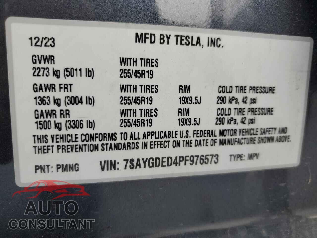 TESLA MODEL Y 2023 - 7SAYGDED4PF976573