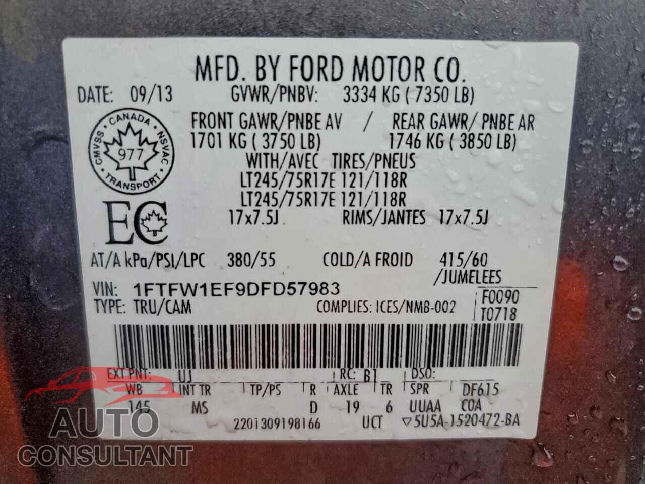FORD F-150 2013 - 1FTFW1EF9DFD57983