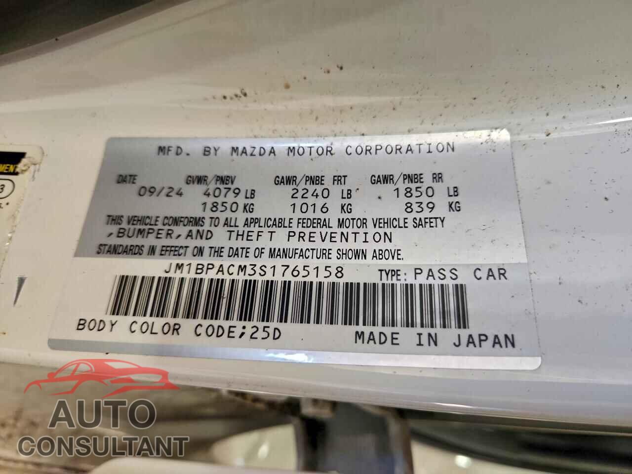 MAZDA 3 2025 - JM1BPACM3S1765158