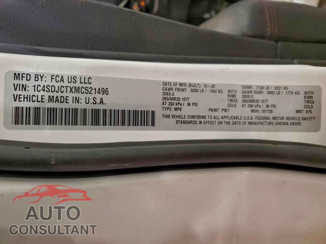 DODGE DURANGO 2021 - 1C4SDJCTXMC521496