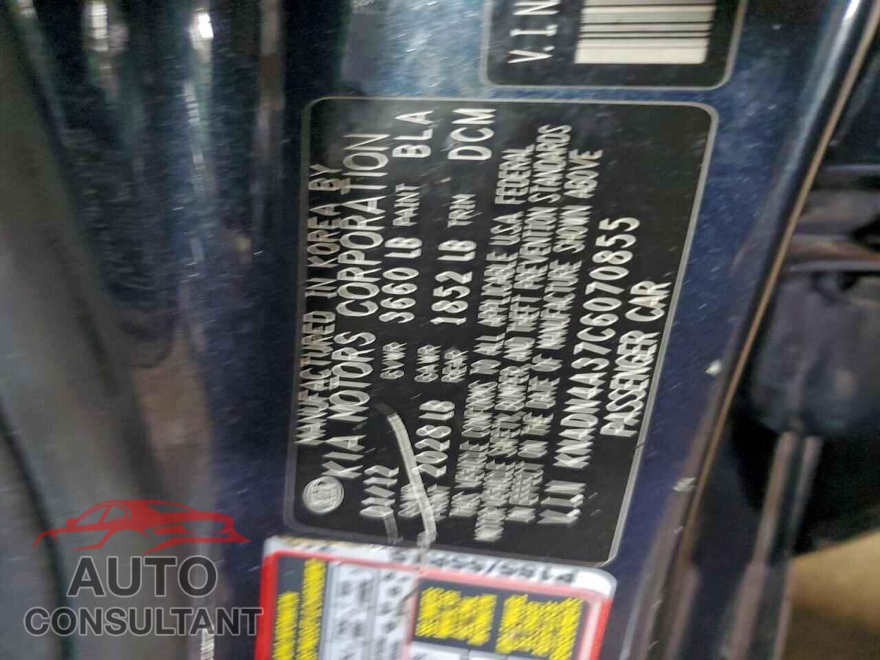 KIA RIO 2012 - KNADN4A37C6070855