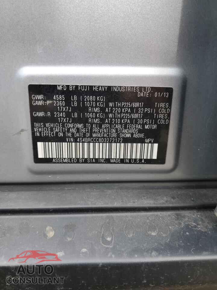 SUBARU OUTBACK 2013 - 4S4BRCCC8D3272172