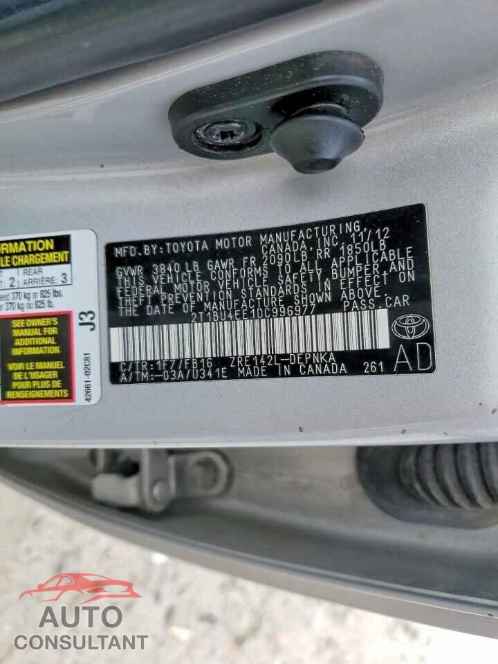 TOYOTA COROLLA 2013 - 2T1BU4EE1DC996977