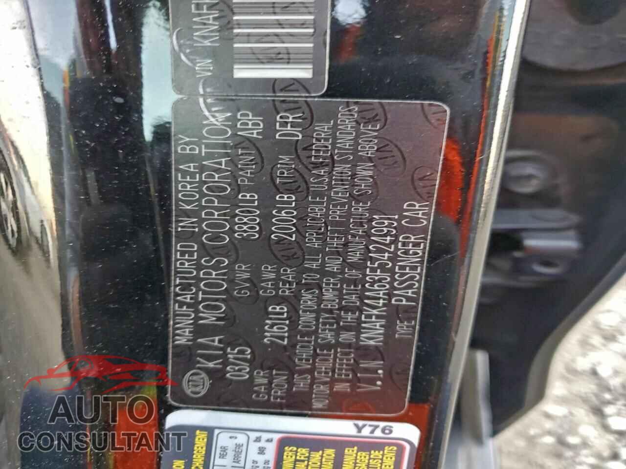 KIA FORTE 2015 - KNAFK4A63F5424991