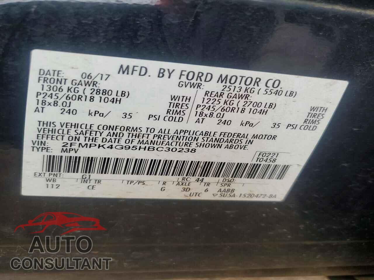 FORD EDGE 2017 - 2FMPK4G95HBC30238