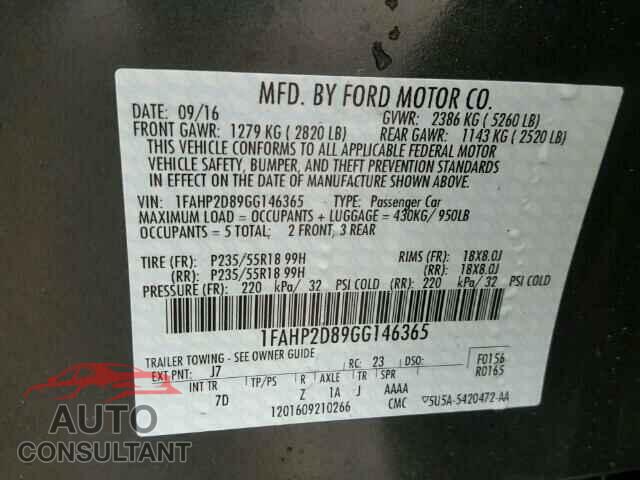 FORD TAURUS 2016 - 1FAHP2D89GG146365