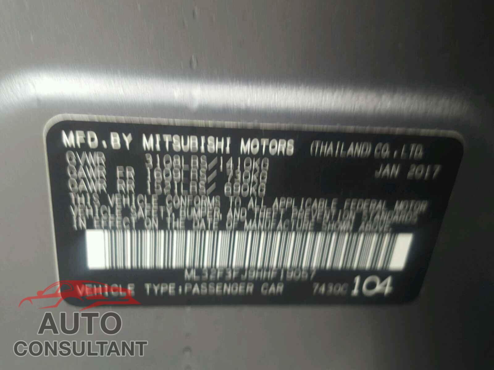 MITSUBISHI MIRAGE 2017 - ML32F3FJ9HHF19057
