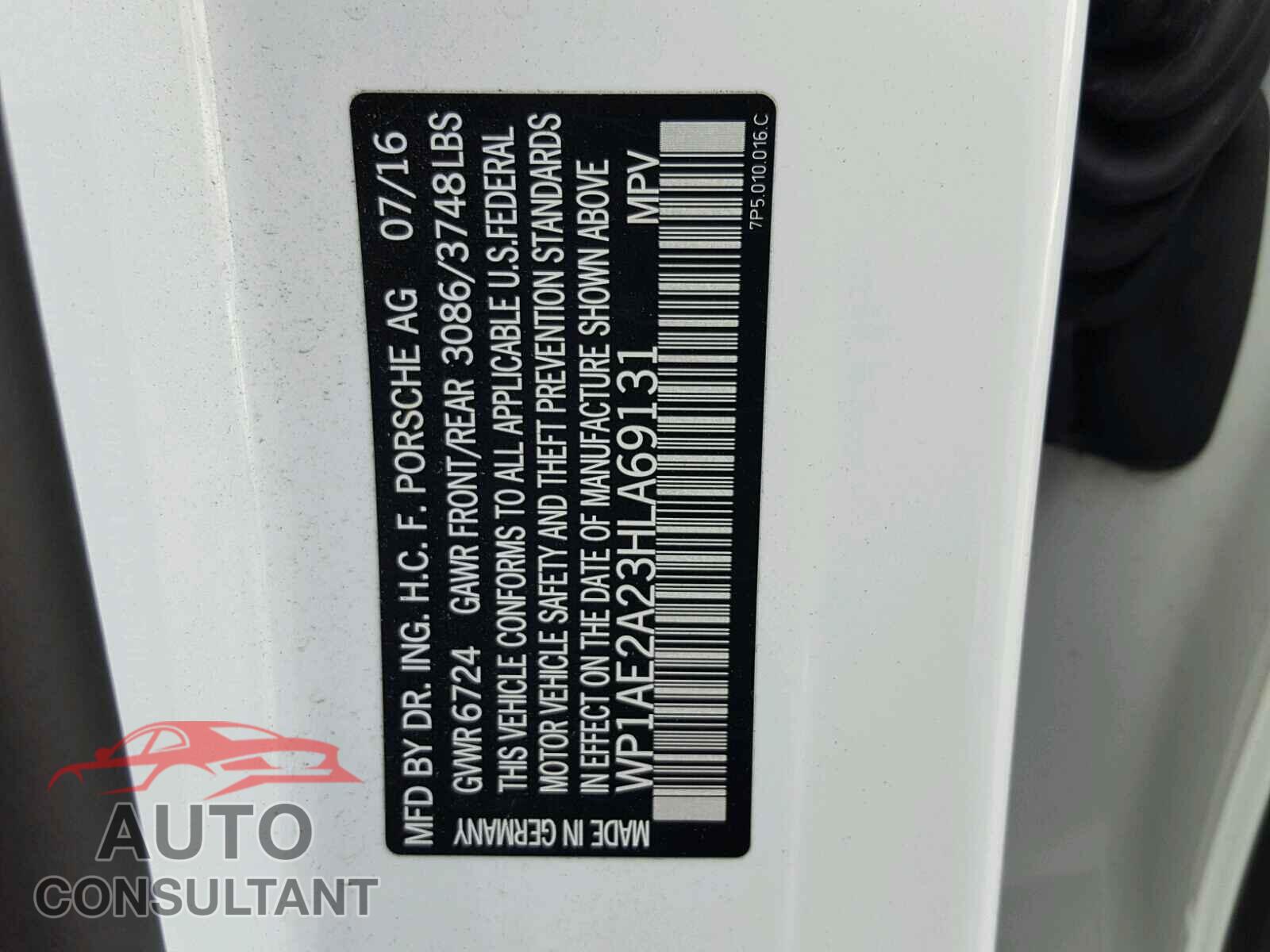 PORSCHE CAYENNE 2017 - WP1AE2A23HLA69131