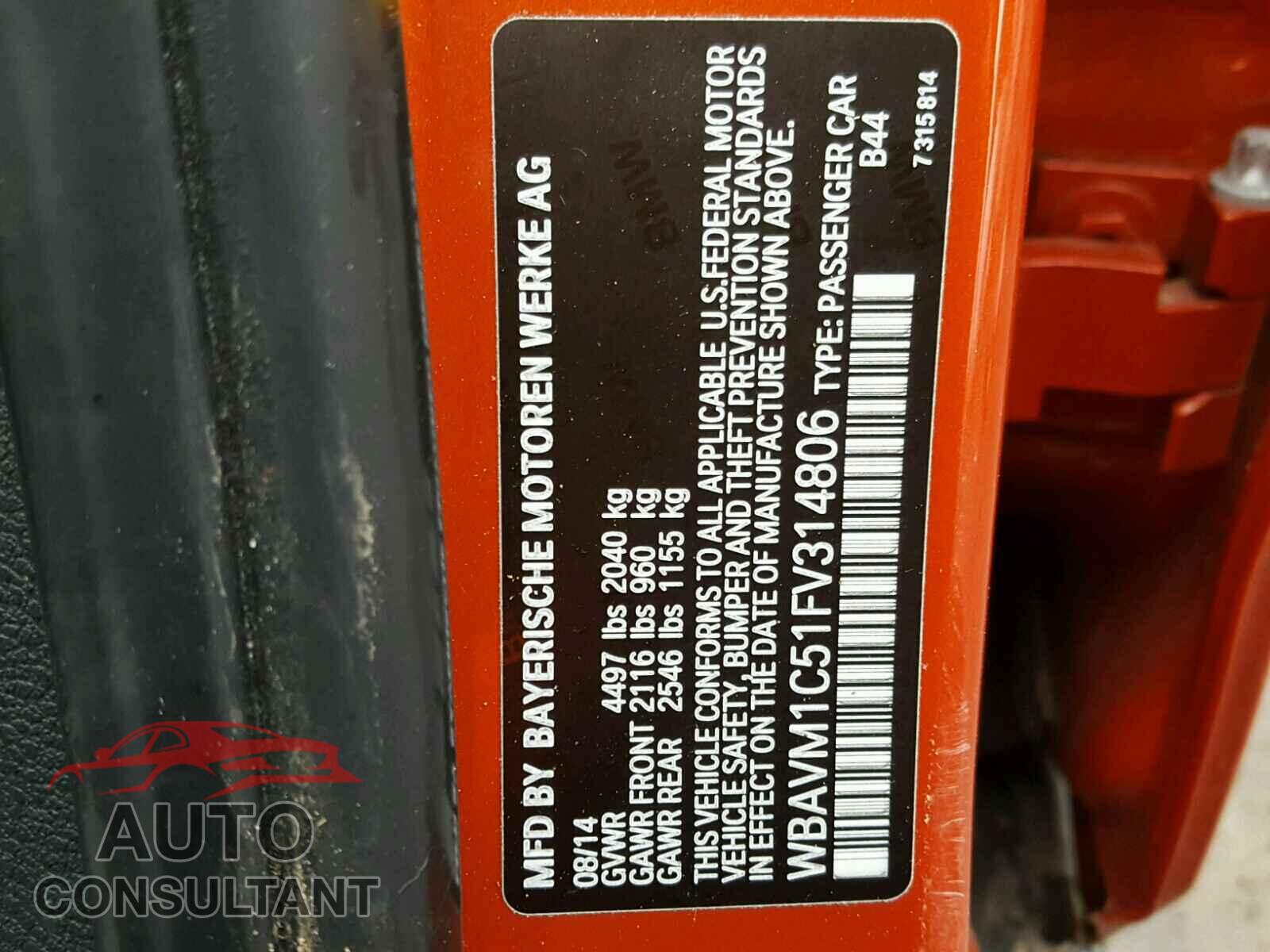 BMW X1 2015 - WBAVM1C51FV314806
