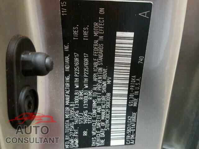 TOYOTA SIENNA 2015 - 5TDYK3DC2FS683098
