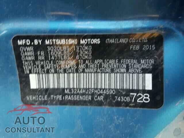 MITSUBISHI MIRAGE 2015 - ML32A4HJ2FH044590