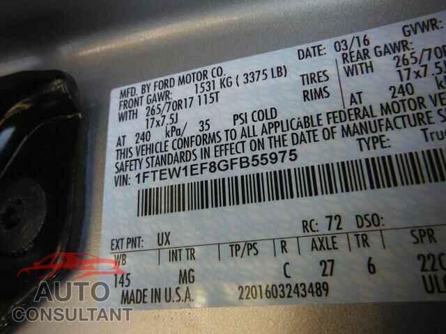 FORD F150 2016 - 1FTEW1EF8GFB55975
