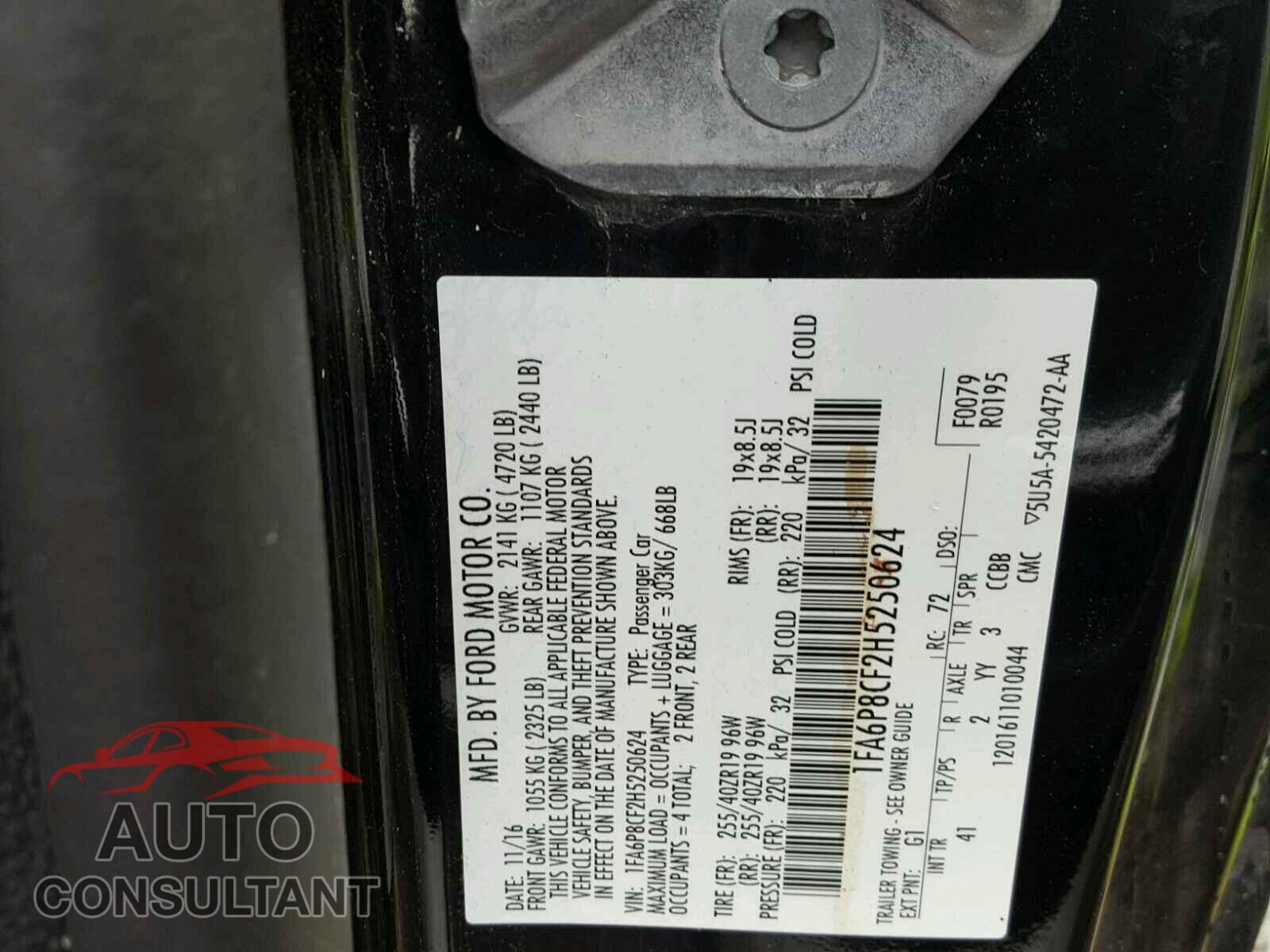 FORD MUSTANG 2017 - 1FA6P8CF2H5250624