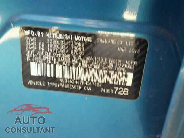 MITSUBISHI MIRAGE 2015 - ML32A3HJ7FH047382