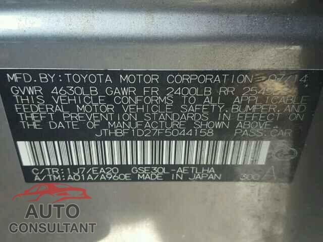 LEXUS IS250 2015 - JTHBF1D27F5044158