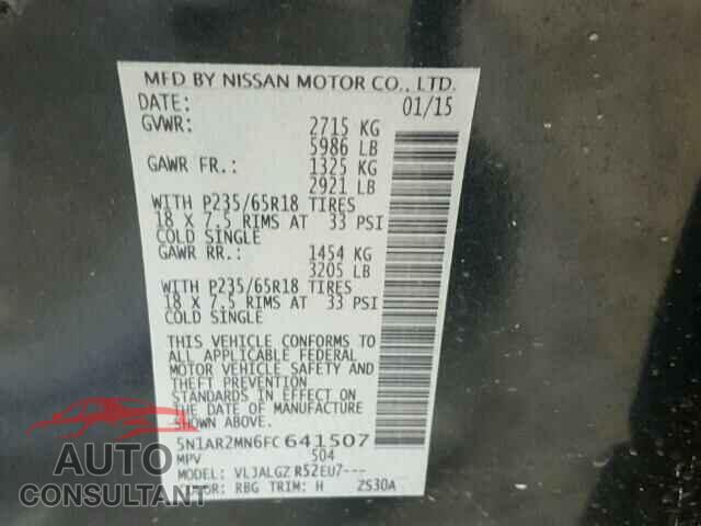 NISSAN PATHFINDER 2015 - 5N1AR2MN6FC641507