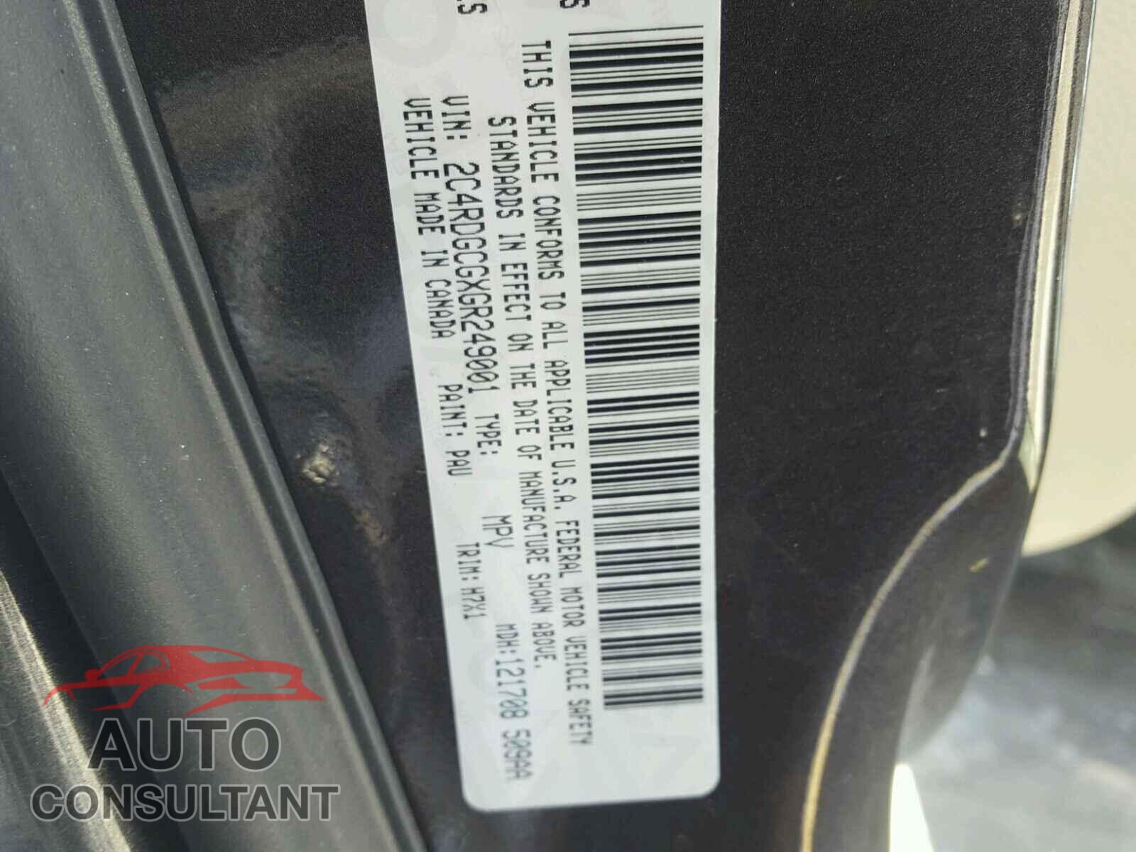 DODGE CARAVAN 2016 - 2C4RDGCGXGR249001