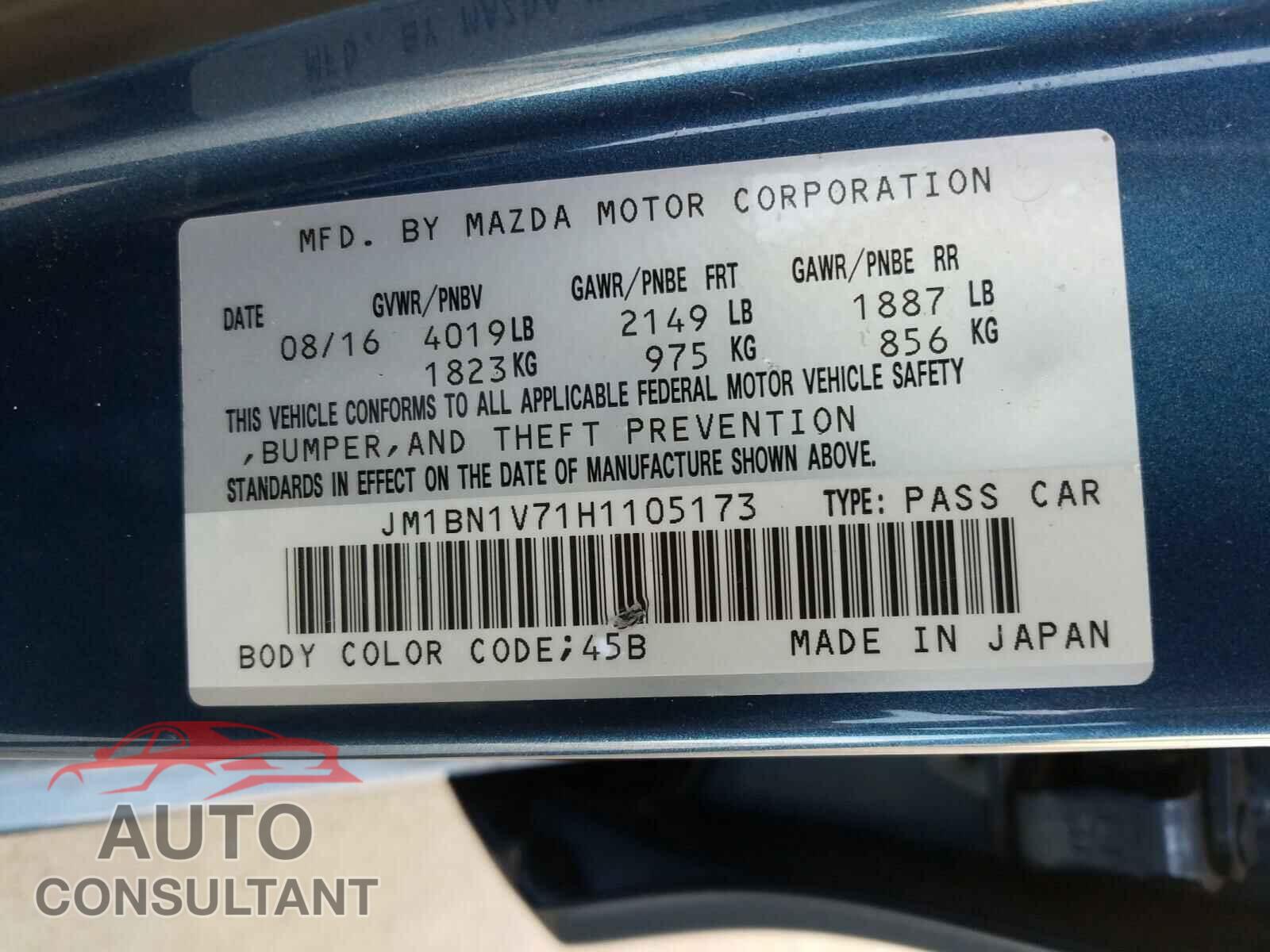 MAZDA 3 2017 - 3N1AB7AP5JY234017