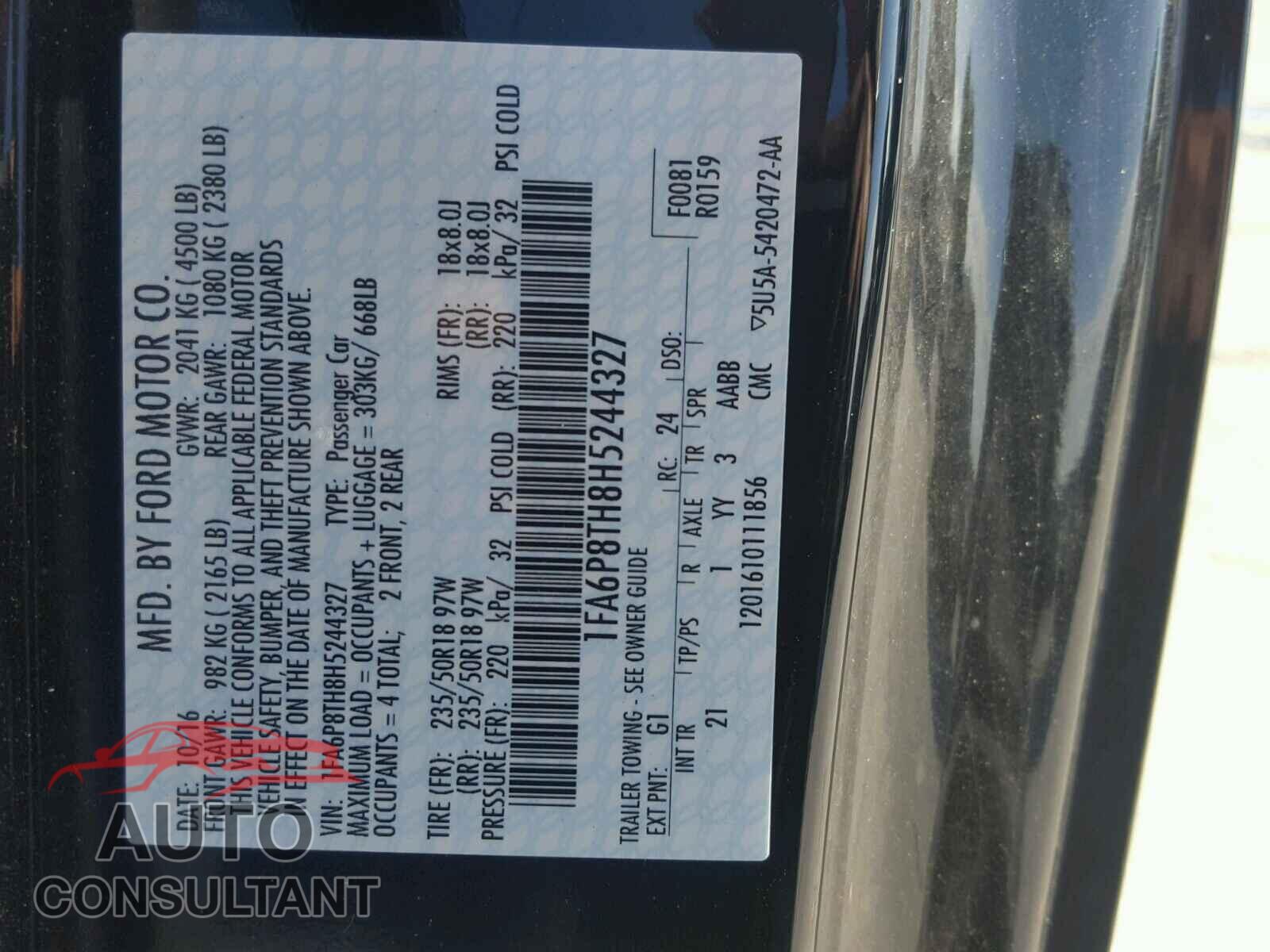 FORD MUSTANG 2017 - 1FA6P8TH8H5244327
