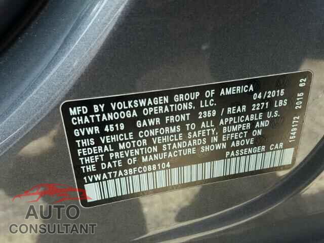 VOLKSWAGEN PASSAT 2015 - 1VWAT7A38FC088104