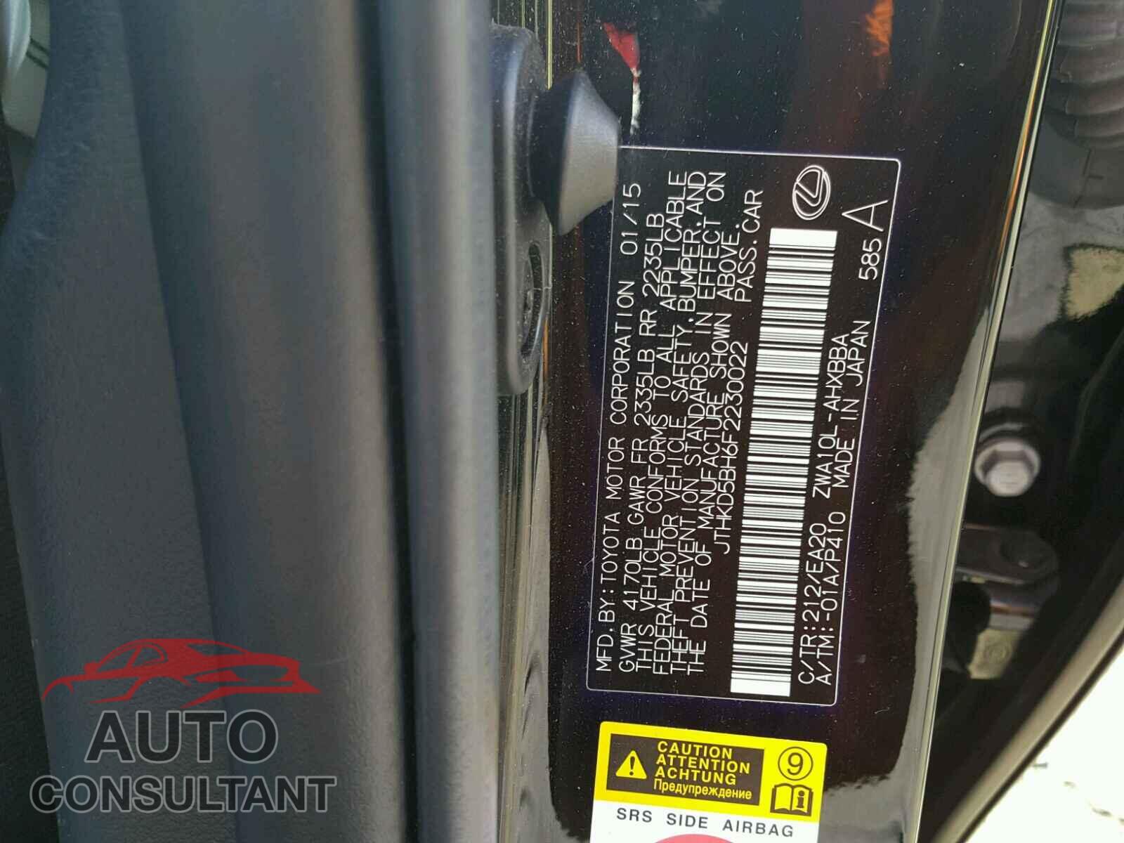 LEXUS CT 200 2015 - JTHKD5BH6F2230022