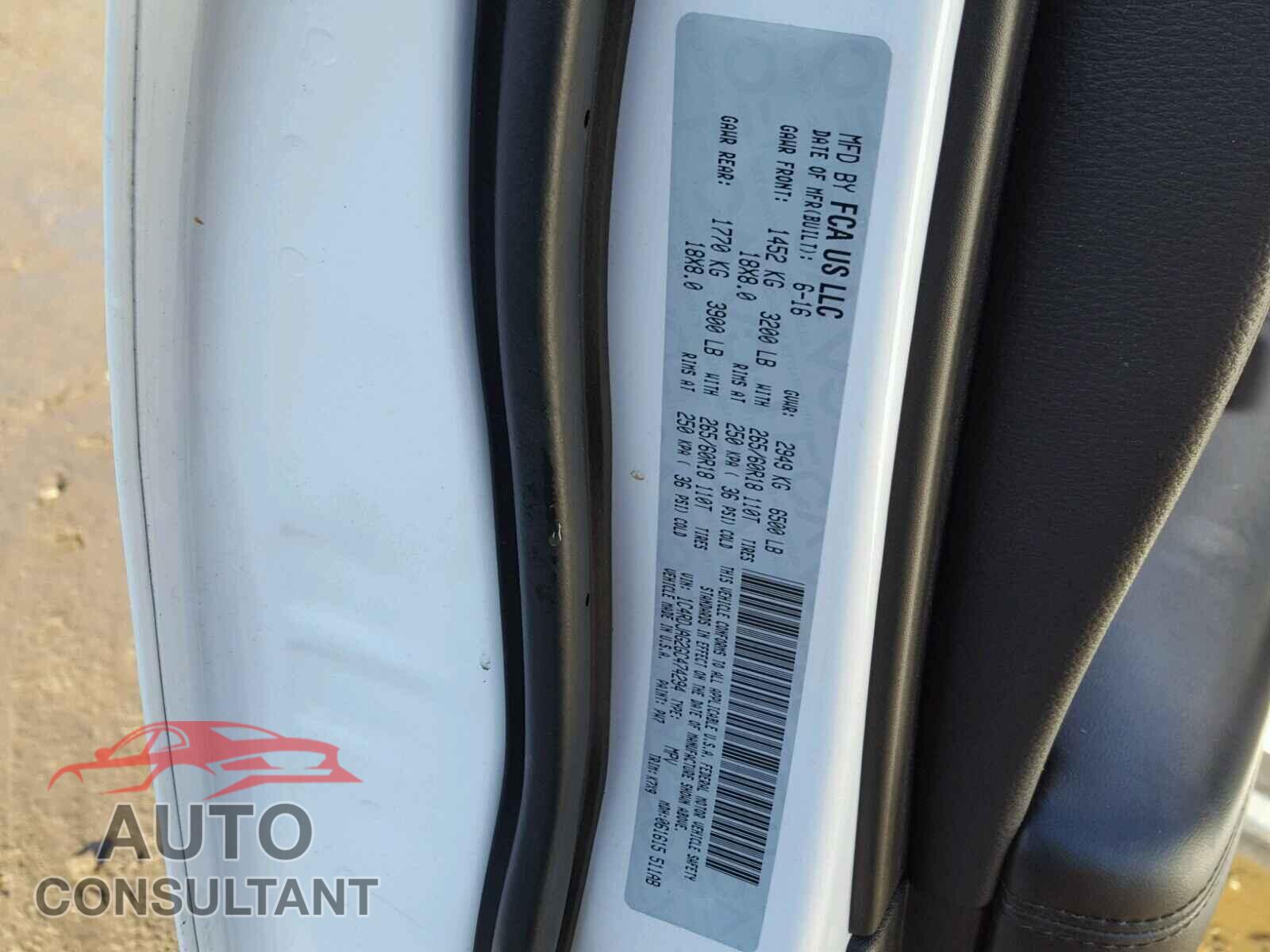 DODGE DURANGO 2016 - 1C4RDJAG2GC474294