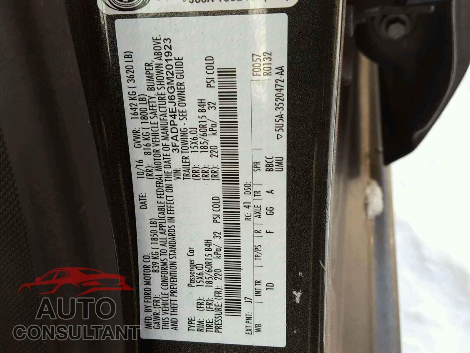 FORD FIESTA 2016 - 3FADP4EJ6GM201923
