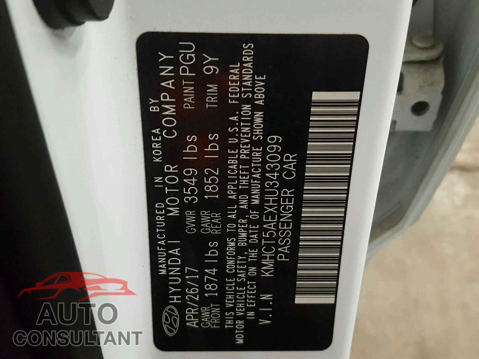 HYUNDAI ACCENT 2017 - KMHCT5AEXHU343099