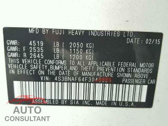 SUBARU LEGACY 2015 - 4S3BNAF64F3048880