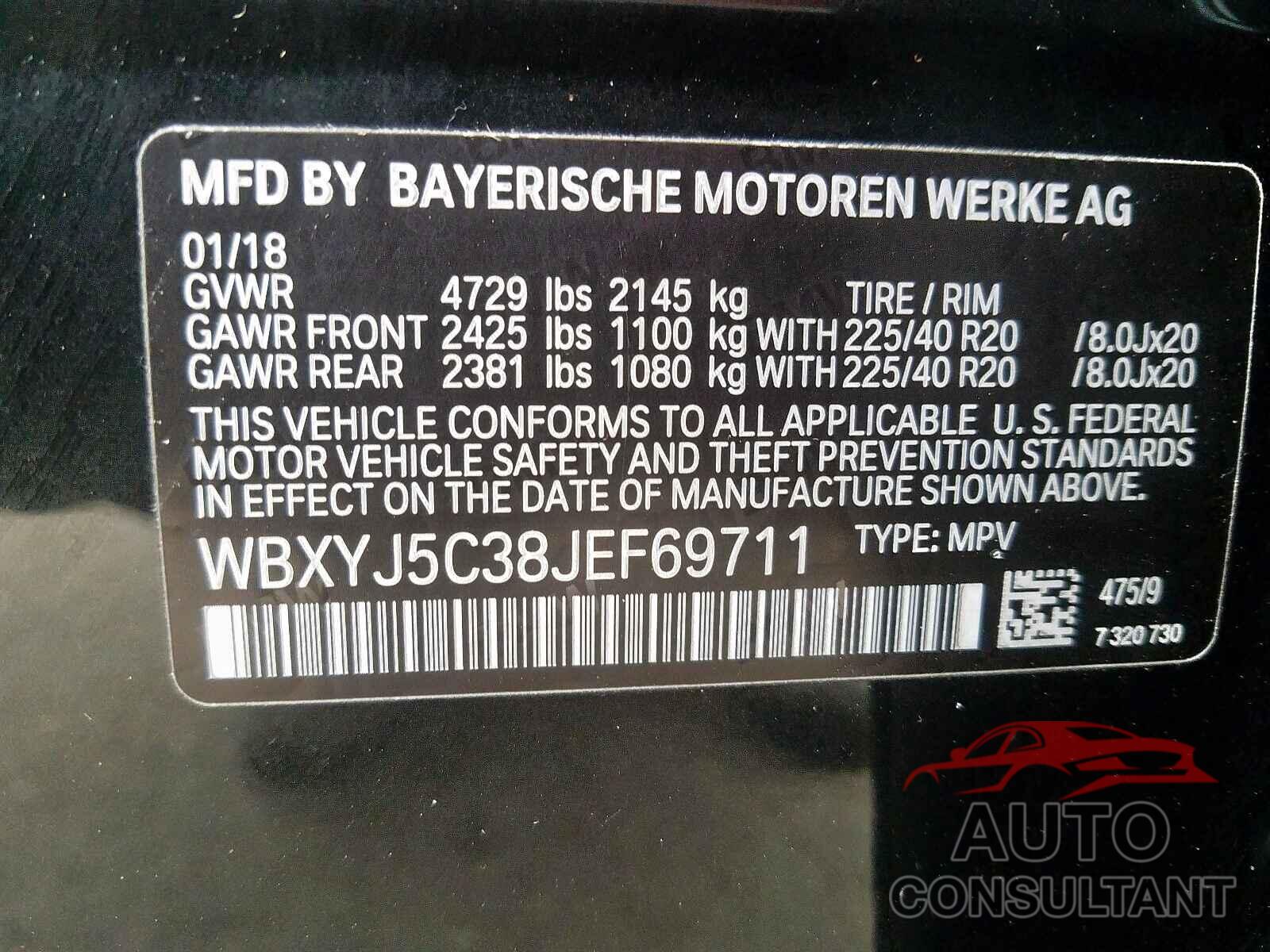 BMW X2 2018 - 2C3CDXGJ9KH650716