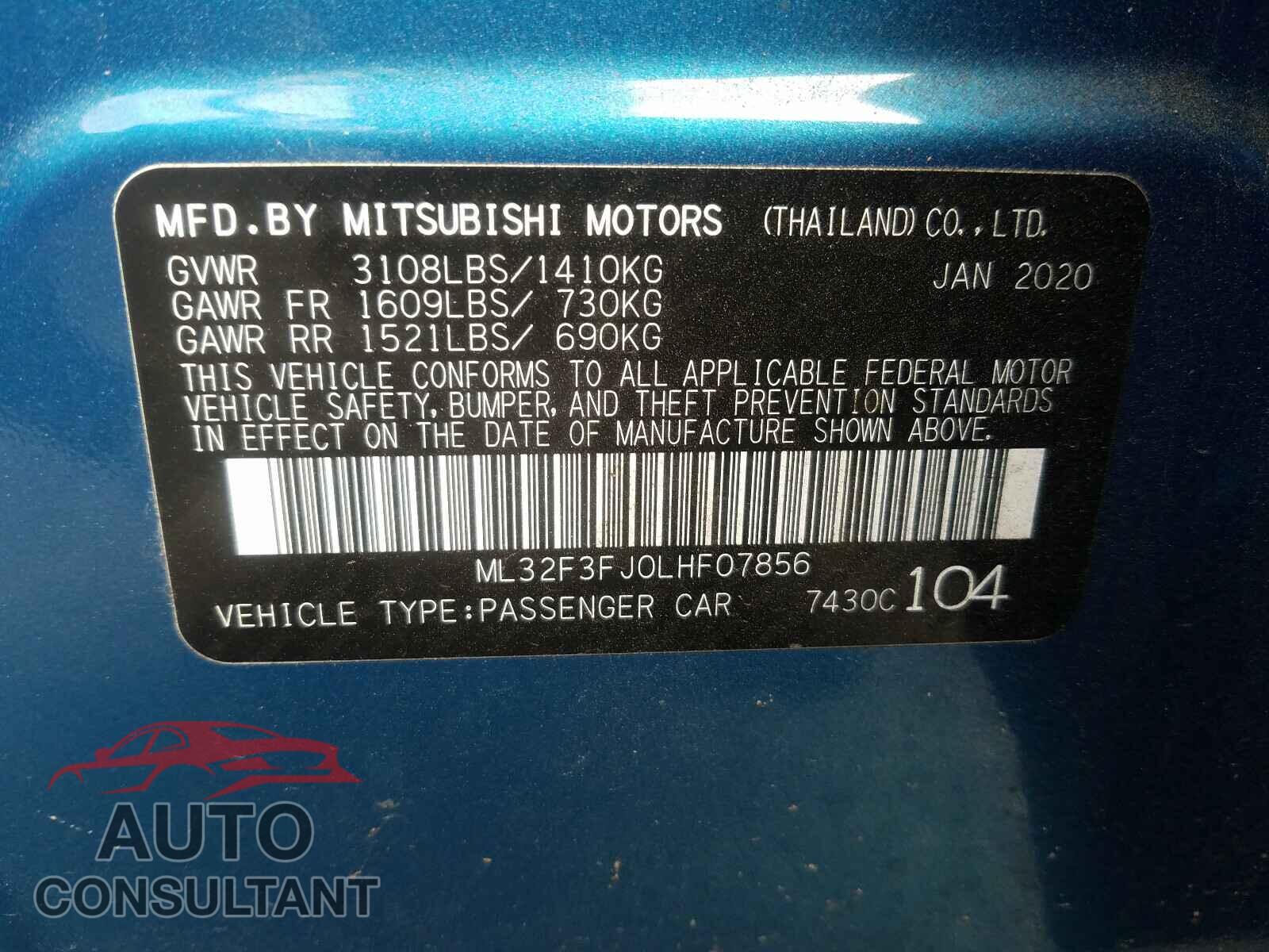 MITSUBISHI MIRAGE 2020 - ML32F3FJ0LHF07856