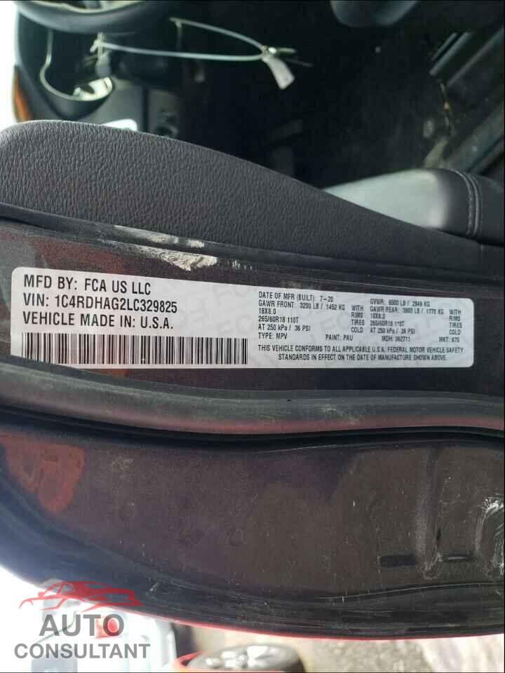 DODGE DURANGO 2020 - 1C4RDHAG2LC329825