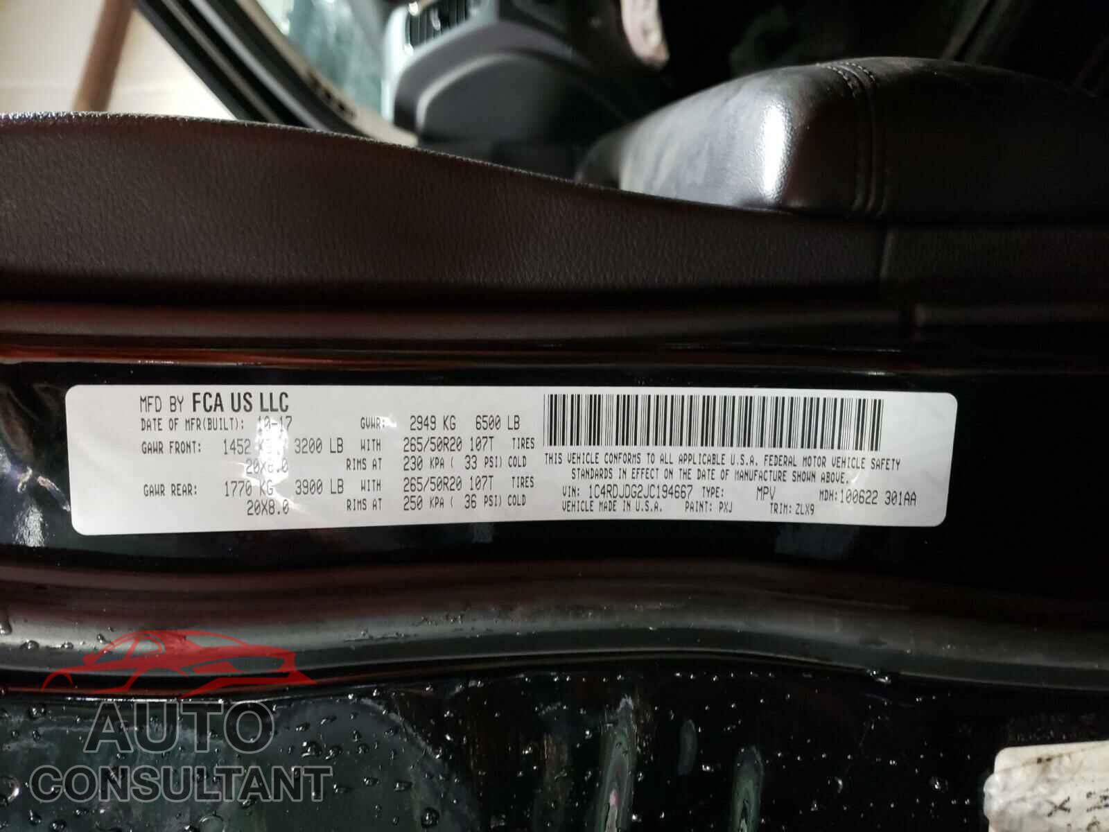 DODGE DURANGO 2018 - 1C4RDJDG2JC194667