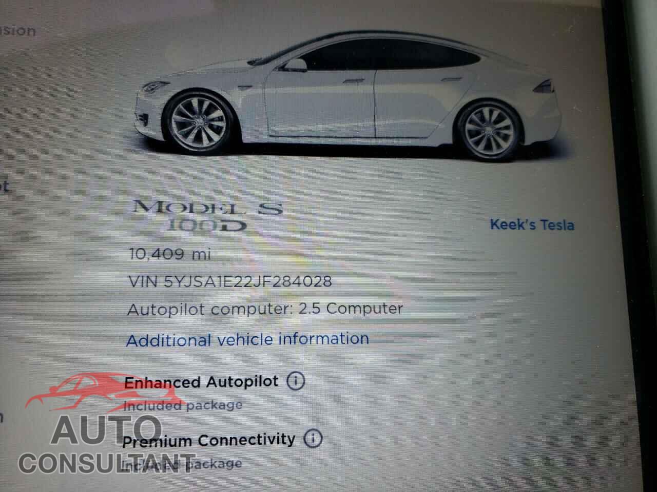 TESLA MODEL S 2018 - 5YJSA1E22JF284028