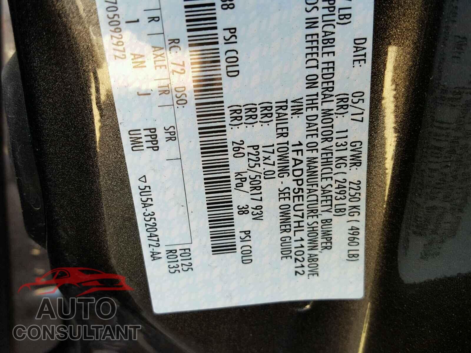 FORD CMAX 2017 - 1FADP5EU7HL110212
