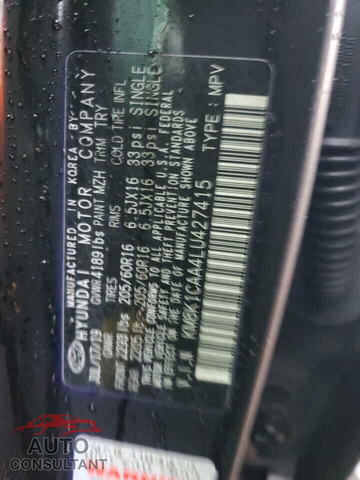HYUNDAI KONA 2020 - KM8K1CAA4LU427415
