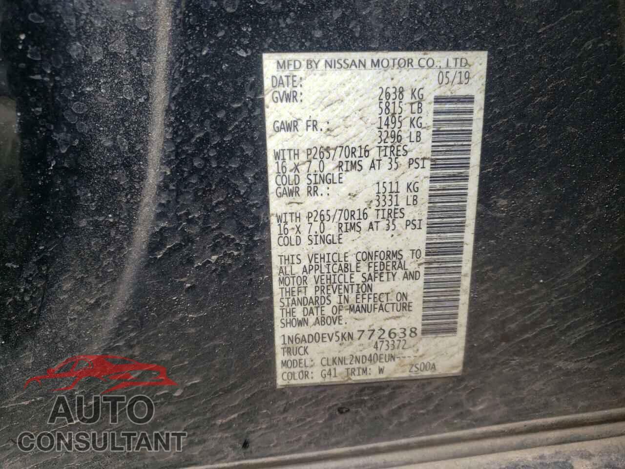 NISSAN FRONTIER 2019 - 1N6AD0EV5KN772638