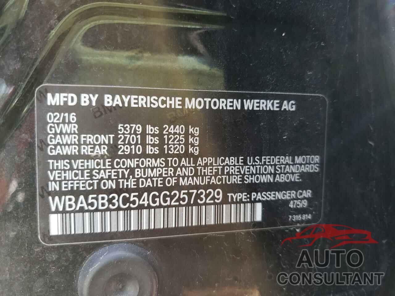 BMW 5 SERIES 2016 - WBA5B3C54GG257329