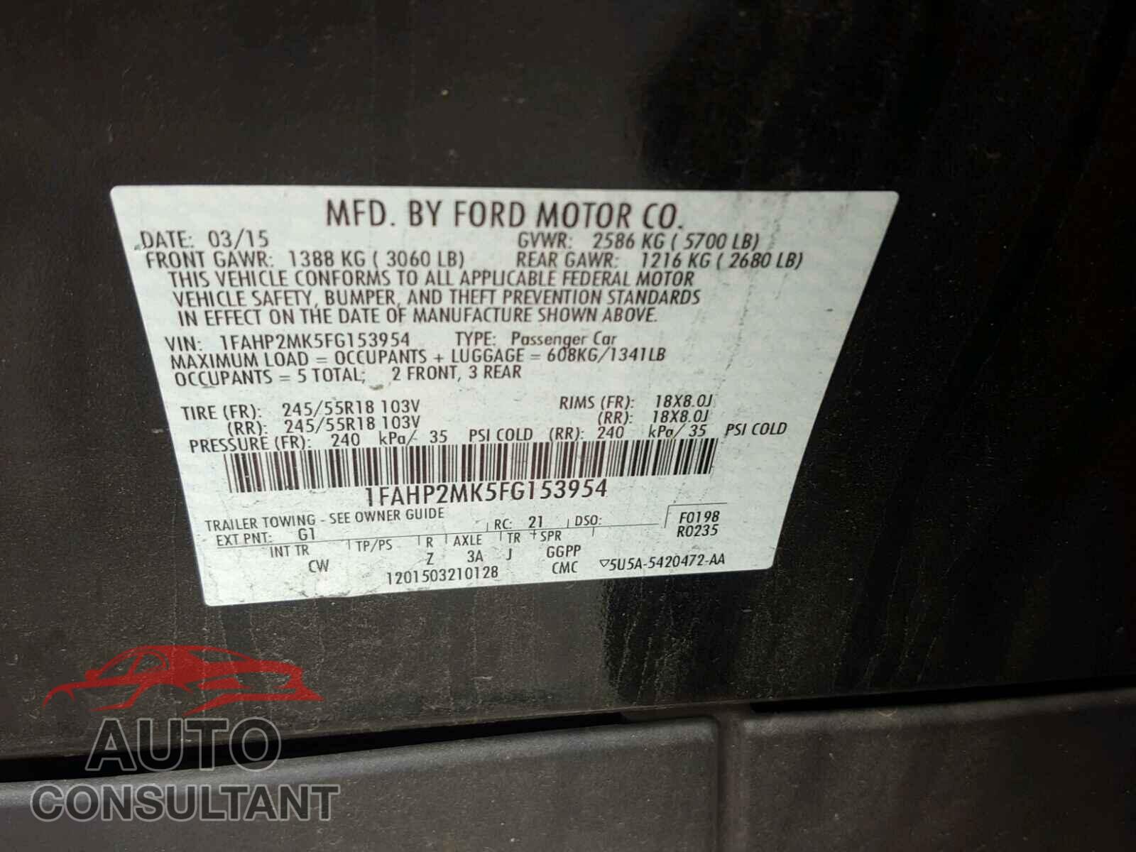 FORD TAURUS 2015 - 1FAHP2MK5FG153954