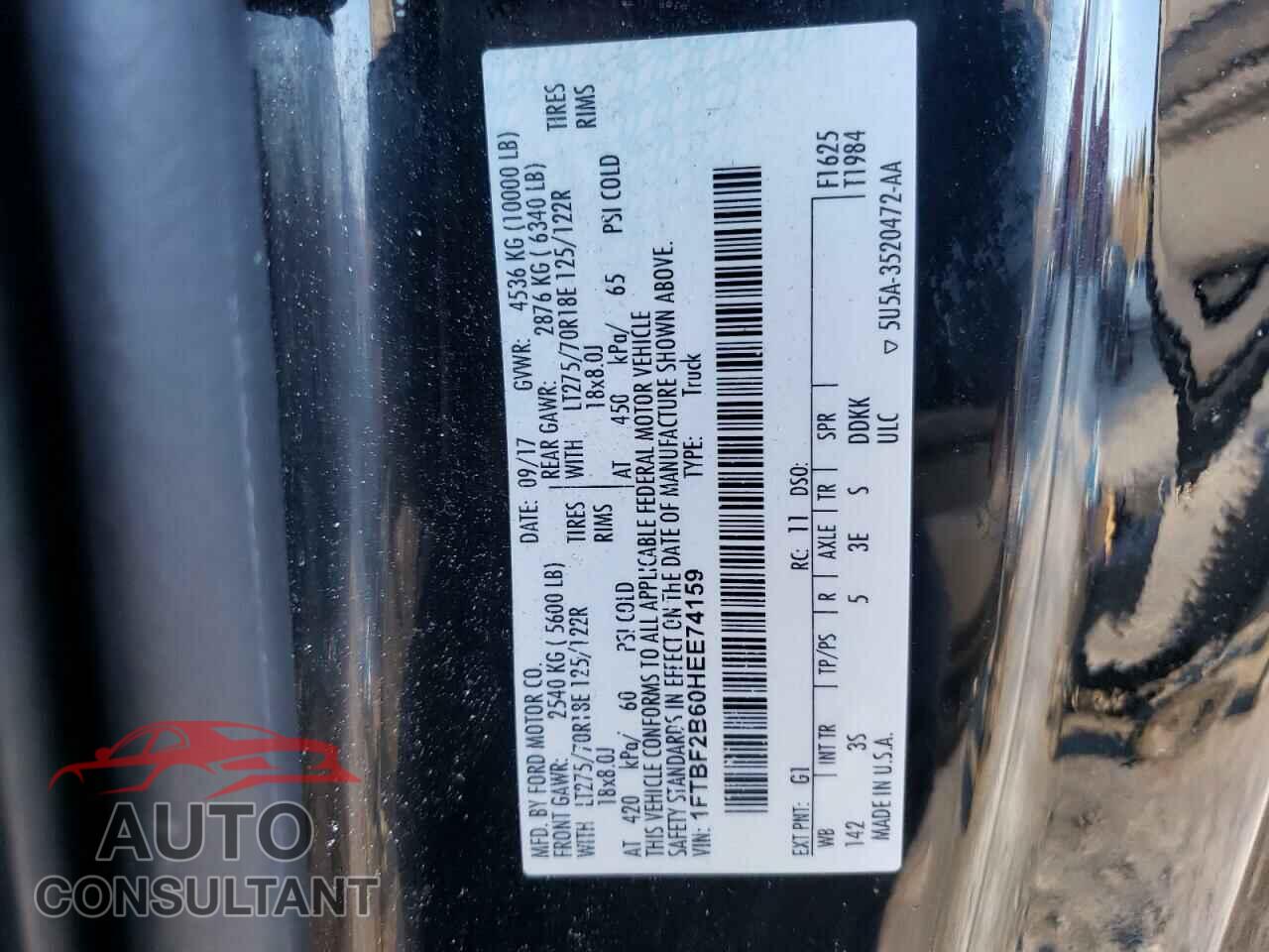 FORD F250 2017 - 1FTBF2B60HEE74159