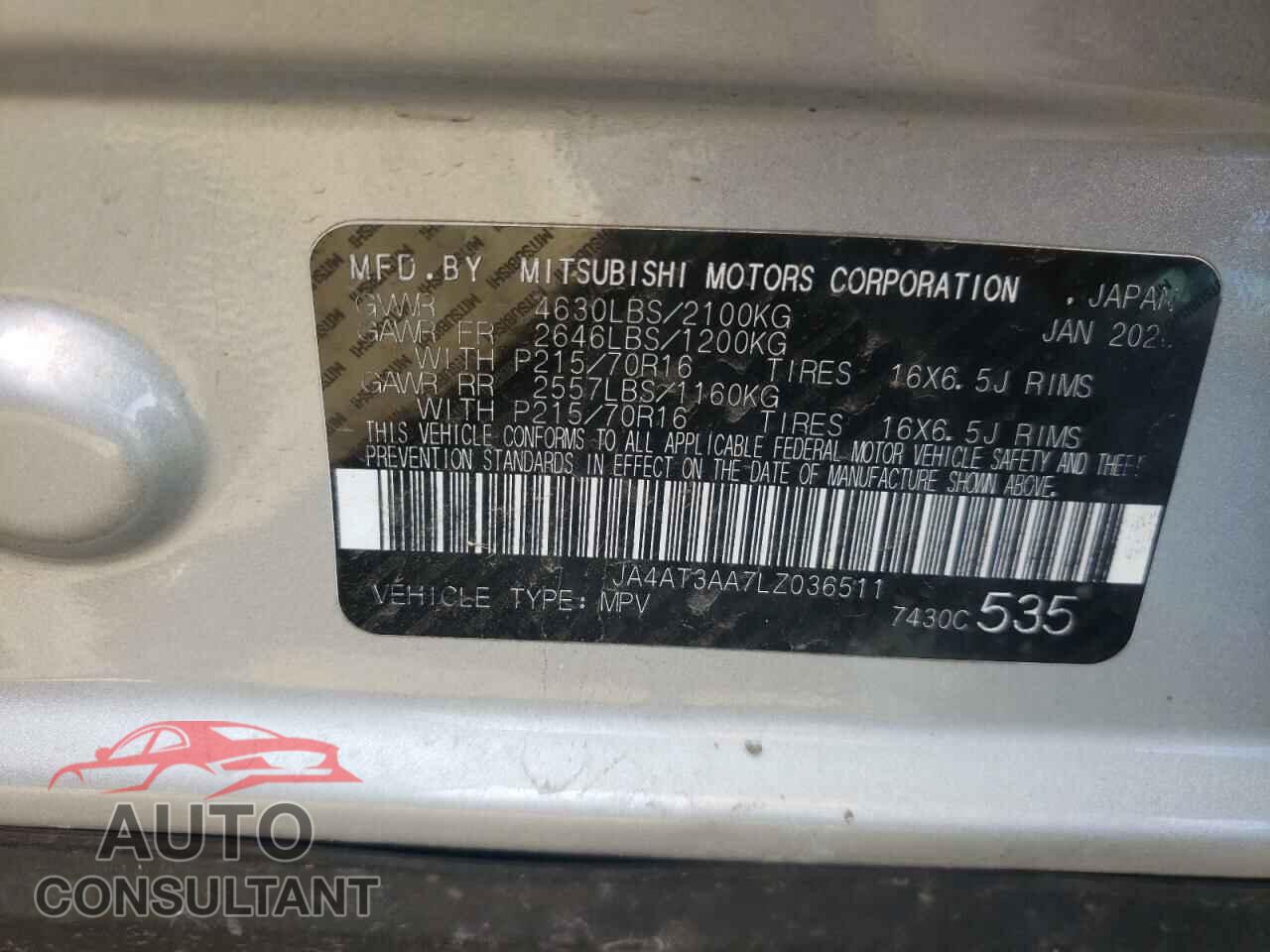 MITSUBISHI ECLIPSE 2020 - JA4AT3AA7LZ036511