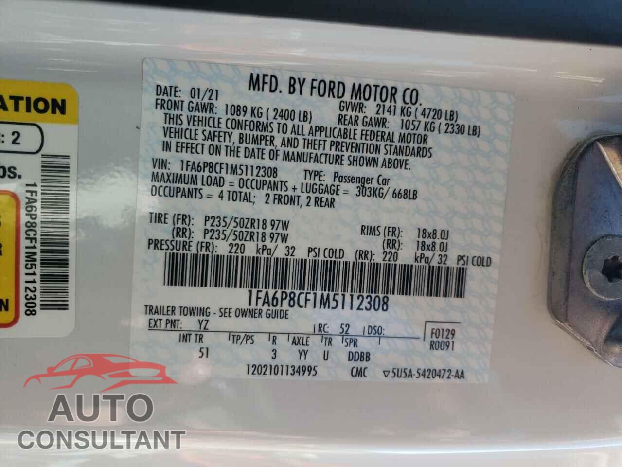 FORD MUSTANG 2021 - 1FA6P8CF1M5112308