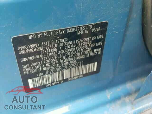 SUBARU ALL OTHER 2016 - JF2GPABC2G8299611