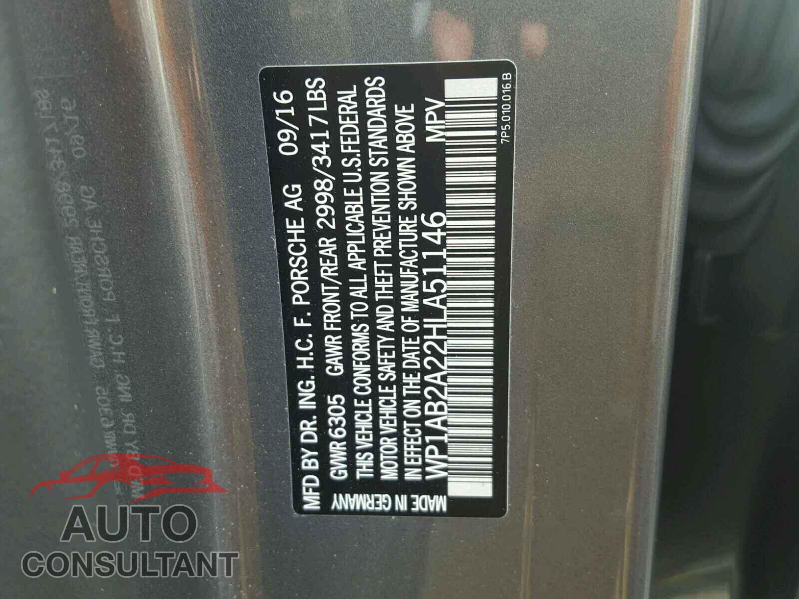 PORSCHE CAYENNE 2017 - WP1AB2A22HLA51146